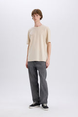 100% Cotton Boxy Fit Crew Neck Back Printed Short Sleeve T-Shirt