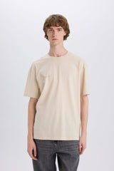 100% Cotton Boxy Fit Crew Neck Back Printed Short Sleeve T-Shirt