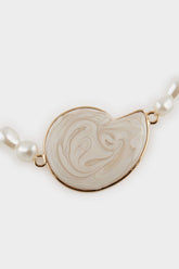 Women's Marble Patterned Pearl Detailed Necklace