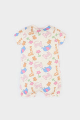 Baby Girl Newborn Animal Patterned Cotton Jumpsuit