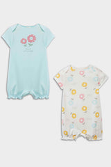 Baby Girl Newborn Floral Combed Cotton 2-Piece Short Sleeve Jumpsuit