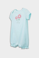 Baby Girl Newborn Floral Combed Cotton 2-Piece Short Sleeve Jumpsuit