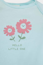 Baby Girl Newborn Floral Combed Cotton 2-Piece Short Sleeve Jumpsuit