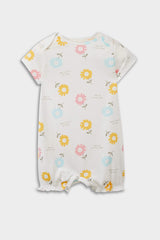 Baby Girl Newborn Floral Combed Cotton 2-Piece Short Sleeve Jumpsuit