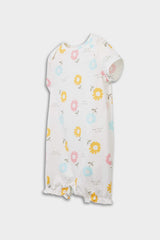 Baby Girl Newborn Floral Combed Cotton 2-Piece Short Sleeve Jumpsuit