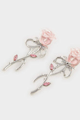 Women Silver Detailed Rose Patterned Earrings