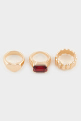 Women's 3 Pcs Stone Gold Ring