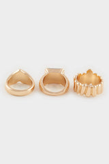 Women's 3 Pcs Stone Gold Ring