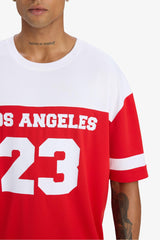 DeFactoFit Quick Drying Oversize Wide Mold Crew Neck Printed Sports Short Sleeve T-Shirt