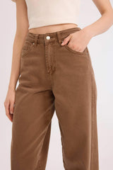 Baggy Fit Washed Normal Waist Gabardine Trousers