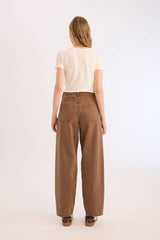Baggy Fit Washed Normal Waist Gabardine Trousers