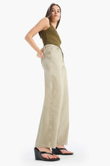 Baggy Fit Washed Normal Waist Gabardine Trousers