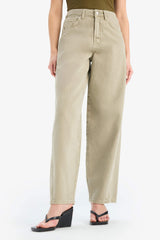 Baggy Fit Washed Normal Waist Gabardine Trousers