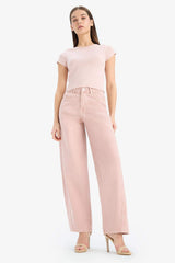 Baggy Fit Washed Normal Waist Gabardine Trousers
