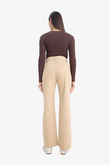 Straight Fit Gabardine High Waist Trousers