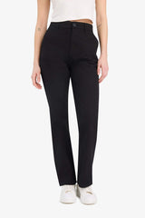 Straight Fit Gabardine High Waist Trousers