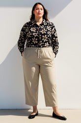 Oversize Fit Shirt Collar Printed Long Sleeve Tunic