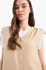 Regular Fit V-Neck Sleeveless Blouse