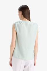 Regular Fit V-Neck Sleeveless Blouse