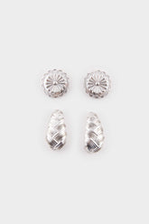 Women's 2-Piece Silver Earrings