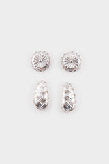 Women's 2-Piece Silver Earrings