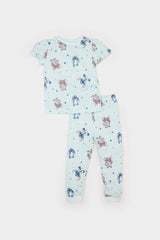 Girl Baby Disney Lilo & Stitch Pajama Set Combed Short Sleeve Top Flexible Waist Long Bottom