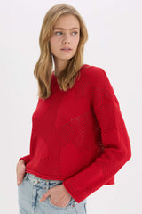 Coool Basic Flat Bike Collar Sweater Red Sweater