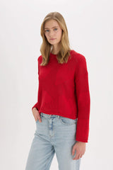 Coool Basic Flat Bike Collar Sweater Red Sweater
