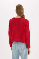 Coool Basic Flat Bike Collar Sweater Red Sweater
