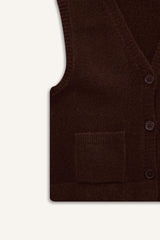 Regular Fit V-Neck Buttoned Knitted Vest with Pockets