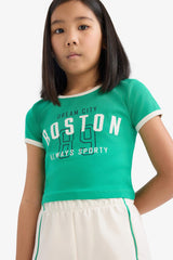 Girl Corduroy Printed T-Shirt Shorts 2 Piece Set