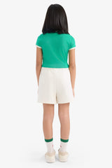 Girl Corduroy Printed T-Shirt Shorts 2 Piece Set