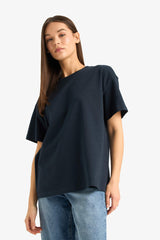 Oversize Wide Pattern Crew Neck Short Sleeve T-Shirt