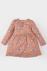 Baby Girl Bow Patterned Long Sleeve Dress