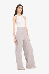 Wide Leg Crinkle Trousers