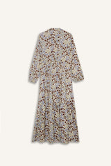 Shirt Collar Patterned Long Sleeve Maxi Dress