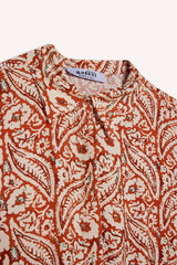 Shirt Collar Patterned Long Sleeve Maxi Dress