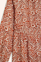 Shirt Collar Patterned Long Sleeve Maxi Dress