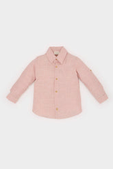 Baby Boy Shirt Collar Flam Poplin Long Sleeve Shirt