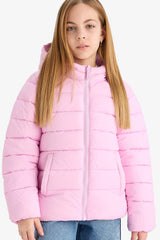 Girls Waterproof Hooded Zippered Puffer Coat