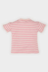 Girl Baby Bike Collar Striped Short Sleeve T-Shirt