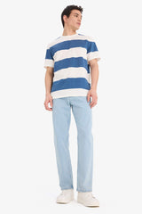 100% Cotton Regular Fit Crew Neck Striped Short Sleeve T-Shirt