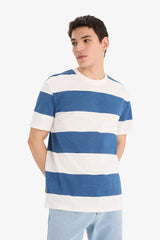 100% Cotton Regular Fit Crew Neck Striped Short Sleeve T-Shirt