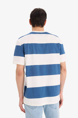 100% Cotton Regular Fit Crew Neck Striped Short Sleeve T-Shirt