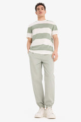 100% Cotton Regular Fit Crew Neck Striped Short Sleeve T-Shirt