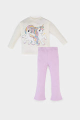 Girl Baby 2 Pcs Suit Unicorn Printed Long Sleeve T-shirt Spanish Leg Legs
