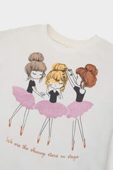 Girl Baby 2 Pcs Set Ballerina Printed Long Sleeve T-shirt Waist Rubber Tight