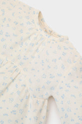 Girl Baby 2 Pcs Set Floral Muslin Long Sleeve Blouse Waist Wide Plenty Leg Pants