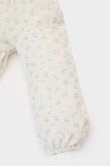 Girl Baby 2 Pcs Set Floral Muslin Long Sleeve Blouse Waist Wide Plenty Leg Pants