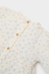 Girl Baby 2 Pcs Set Floral Muslin Long Sleeve Blouse Waist Wide Plenty Leg Pants